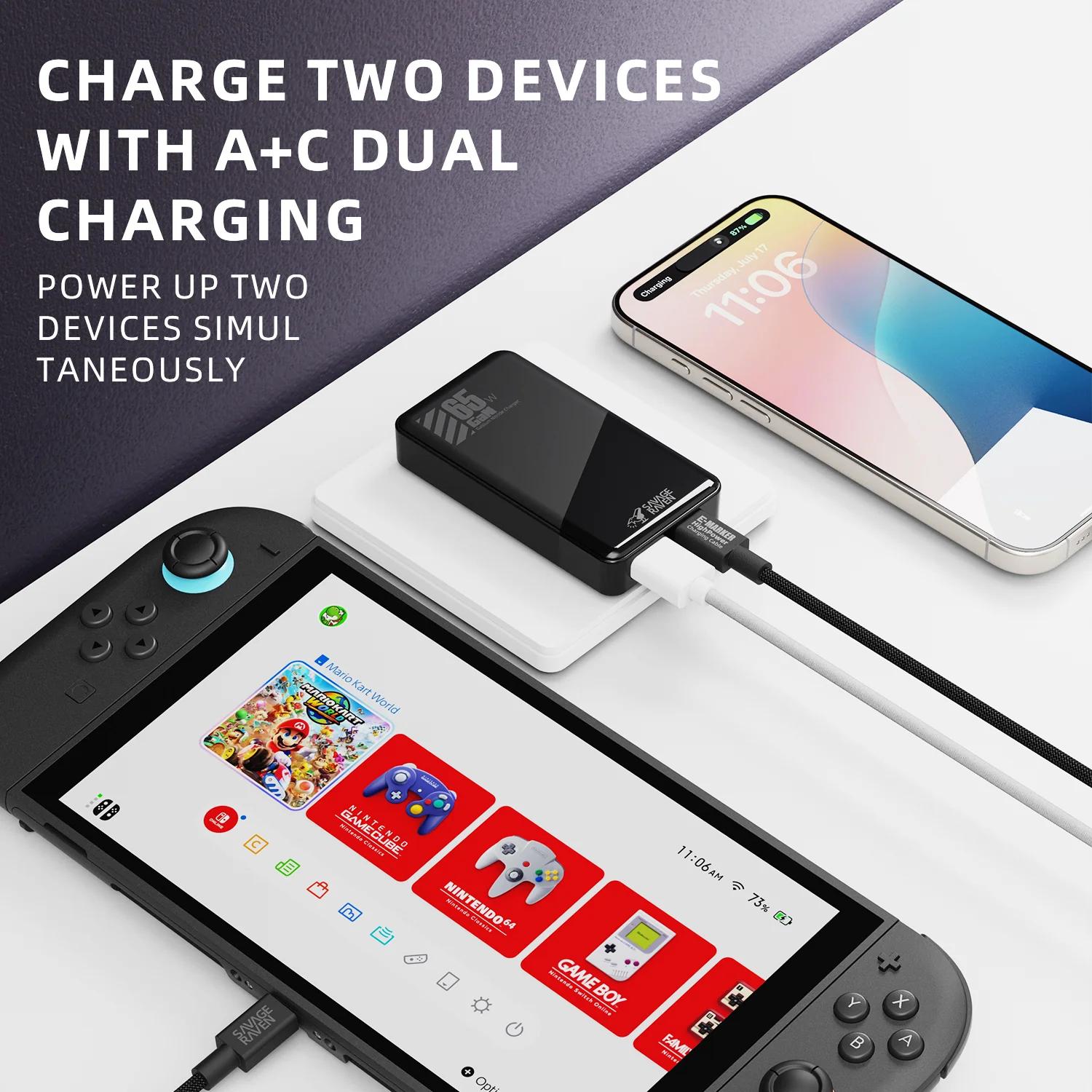 Savage Raven by Skull & Co. 65W GaN Power Adapter for Nintendo SWITCH2/Steam Deck/ROG Ally and Other Devices - Image 5
