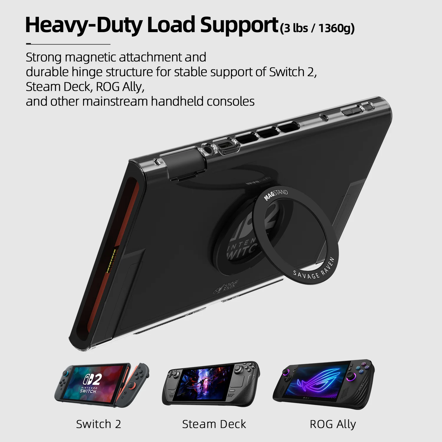 Savage Raven by Skull & Co. – MagStand Magnetic Ultra-Thin Ring Stand Compatible with Switch 2/Steam Deck/ROG Ally/Apple MagSafe Devices - Image 3